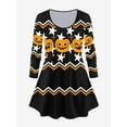 thumbnail image 1 of Rosegal Women's Halloween Pumpkin Star Print Zigzag Tee, 1 of 5