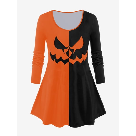 Rosegal Women's Halloween Two Tone Long Sleeves Tee
