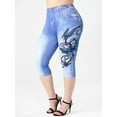 thumbnail image 1 of Rosegal Women's Plus Size & Curve Butterfly 3D Denim Print Capri Jeggings, 1 of 5