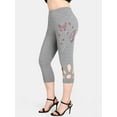 thumbnail image 1 of Rosegal Women's Plus Size & Curve Rhinestone Butterfly Pattern Cutout Capri Leggings, 1 of 5