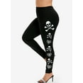 thumbnail image 1 of Rosegal Women's Plus Size Gothic Skeleton Skull Print Halloween Leggings, 1 of 4