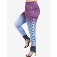 thumbnail image 1 of Rosegal Women's Plus Size High Waist 3D Denim Lace Print Skinny Jeggings, 1 of 5