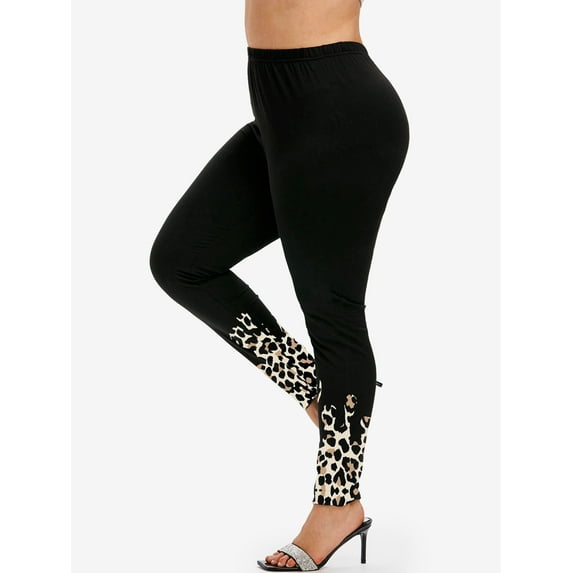 Rosegal Women's Plus Size High Waist Animal Leopard Print Skinny Leggings