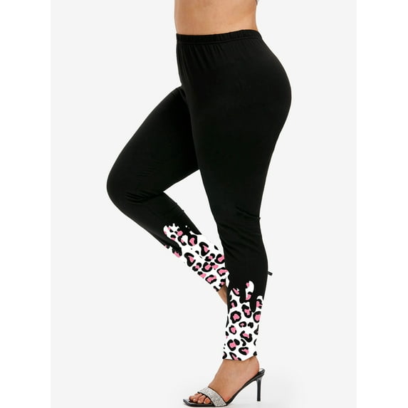 Rosegal Women's Plus Size High Waist Animal Leopard Print Skinny Leggings