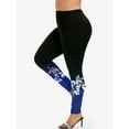 thumbnail image 1 of Rosegal Women's Plus Size High Waist Colorblock Floral Print Skinny Leggings, 1 of 4
