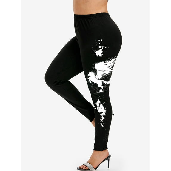 Rosegal Women's Plus Size Horse Paint Splatter Skinny Leggings