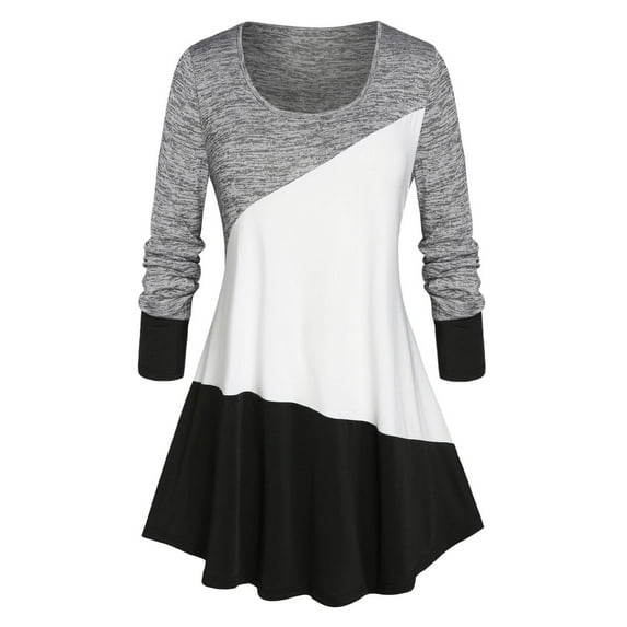 Rosegal Women's Plus Size Marled Colorblock T Shirt