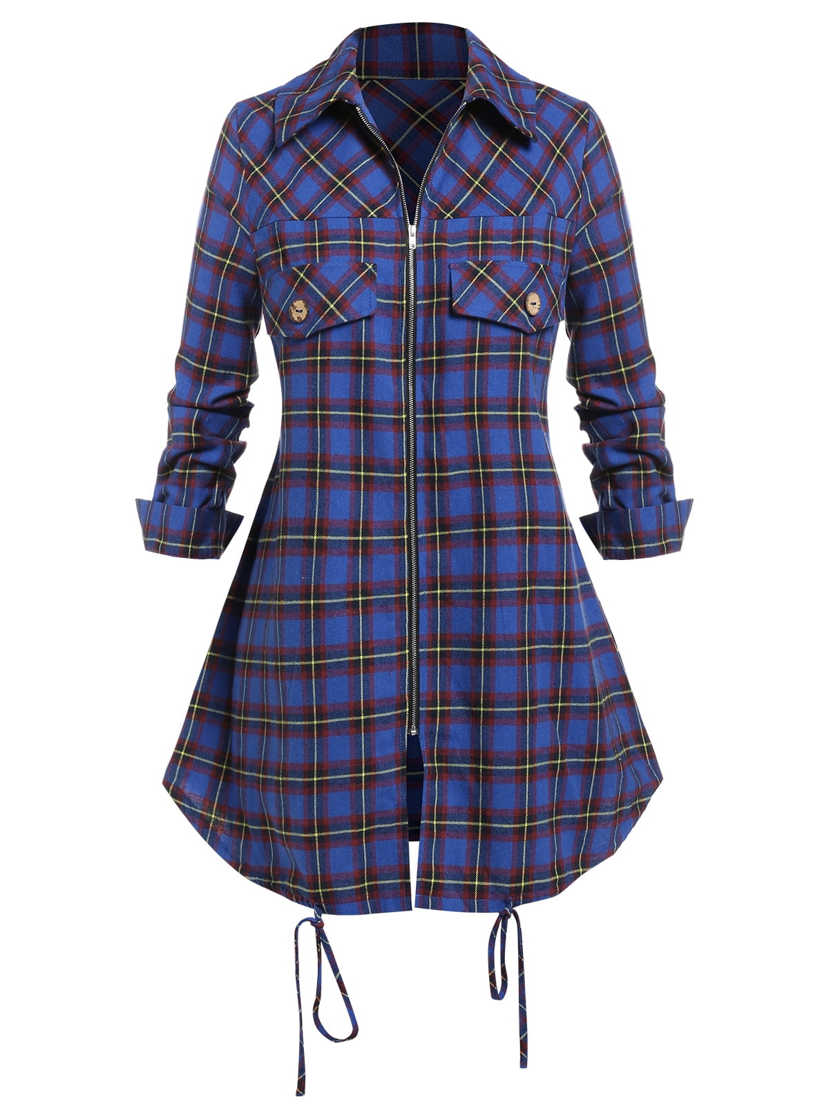 Rosegal Women's Plus Size Plaid Front Zip Shirt - Walmart.com