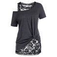 thumbnail image 1 of Rosegal Women's Plus Size Skew Neck T Shirt with Floral Lace Tank Top, 1 of 6