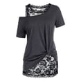 thumbnail image 1 of Rosegal Women's Plus Size Skew Neck T Shirt with Floral Lace Tank Top, 1 of 6