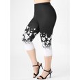 thumbnail image 1 of Rosegal for Women Leisure Plus Size & Curve High Waist Floral Print Capri Leggings Black M, 1 of 5