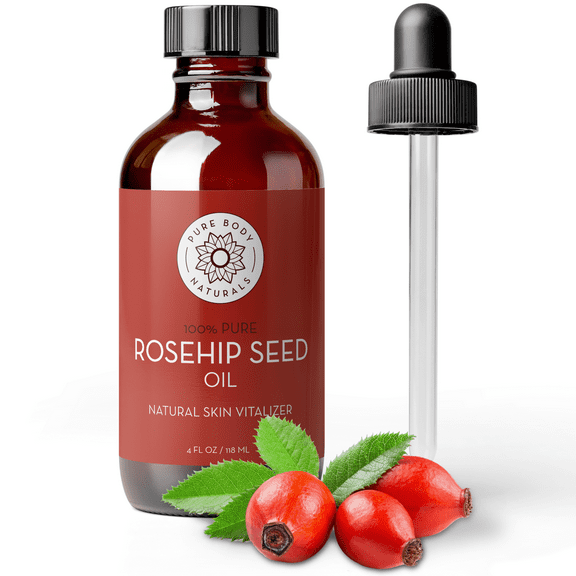 Rosehip Facial Oil for Hair and Skin, Cold-Pressed Moisturizing Oil, 4 fl oz by Pure Body Naturals