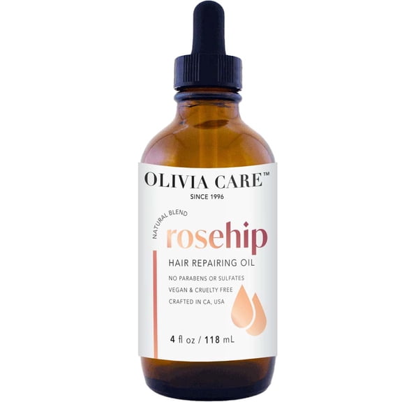 Rosehip Hair Oil By Olivia Care - Made With Natural Plant-Based Ingredients - Provides Repairing, Smoothness & Moisture - Clean & Simple Treatment to Support Strengthen Hair - 4 FL OZ
