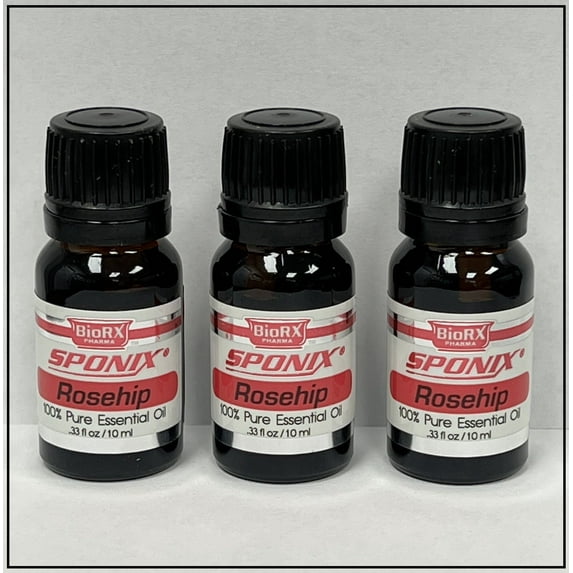Rosehip Seed Essential Oil 10 mL (1/3 Oz) Pack of 3 - Made with 100% Pure Therapeutic Grade Essential Oils by Sponix (Set of 3)