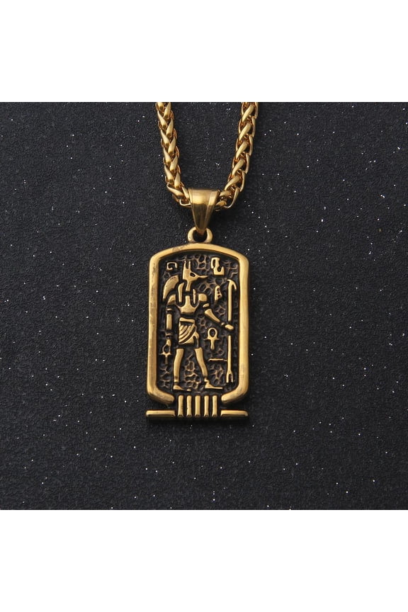 Men's Stainless Steel Egyptian Anubis Pendant Necklace