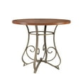 thumbnail image 1 of Roselyn 42" Round Counter Height Pub Table, Brushed Faux Medium Cherry Wood with "Matte Pewter and Bronze" Metal, 1 of 8