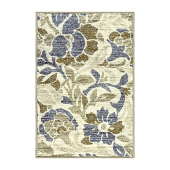 Roselyn Farmhouse Printed Nylon Floral Non-Slip Washable Indoor High Traffic Runner by Blue Nile Mills - 2' x 3', Ivory