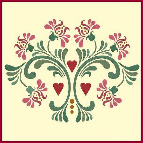 Rosemaling Pattern 11 Stencil - Rose Scandinavian Decorative Folk Mylar - The Artful Stencil