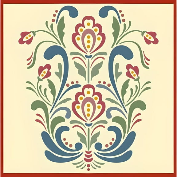 Rosemaling Pattern 18 Stencil - Rose Scandinavian Norwegian Folk Painting Mylar - The Artful Stencil