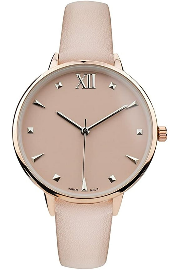 Collections Women's Faux Leather Round Two Toned Face Fashion Watch