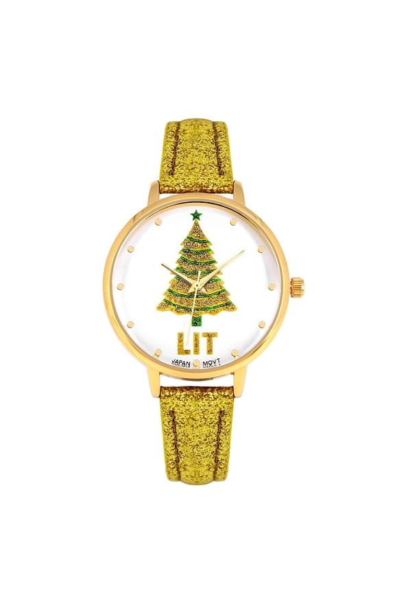 Collections Women's Glitter Novelty Christmas Holiday Watch (White Gingerbread Man)
