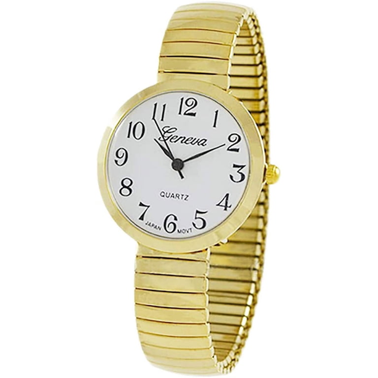Rosemarie Collections Women\'s Large Round Geneva Stretch Band Watch Unisex Amazon.com: Rosemarie Collections Women main image 4