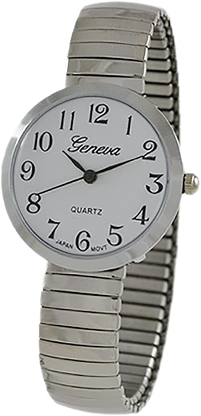 Rosemarie Collections Women\'s Large Round Geneva Stretch Band Watch Unisex Amazon.com: Rosemarie Collections Women main image 3