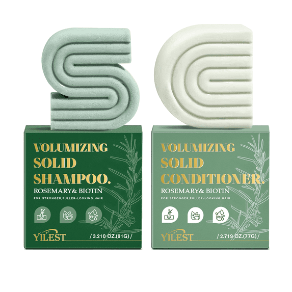 Rosemary & Biotin Shampoo and Conditioner Bar Set, Hair Thickening & Regrowth Combo, Paraben Free.