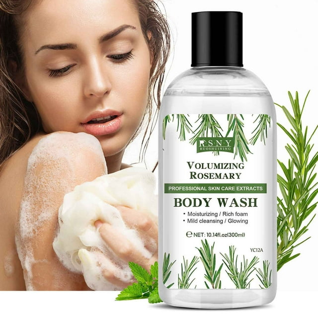 Rosemary Body Wash Refreshing and Moisturizing Long-Lasting Hydrating Body Wash with Natural Ingredients and Essential Oils Invigorating Relaxing Bath Gel for Soft Skin 10fl oz