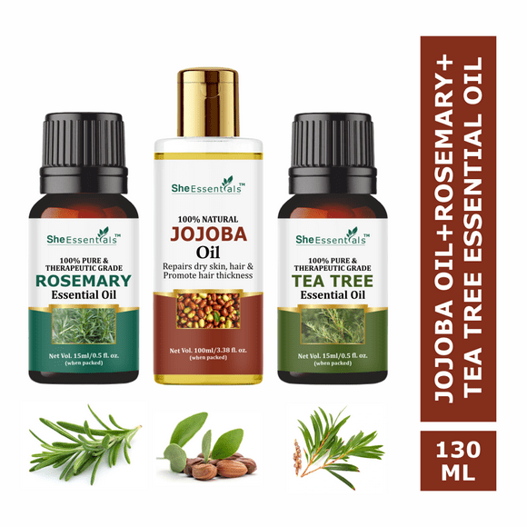 Rosemary Essential Oil | Tea Tree | Jojoba Carrier Oil for Hair, Skin