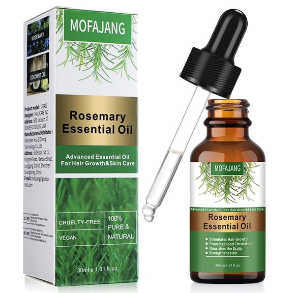 Rosemary Essential Oil for Hair Growth,Pure Organic Hair Care Oil for Hair Loss,Scalp Massager