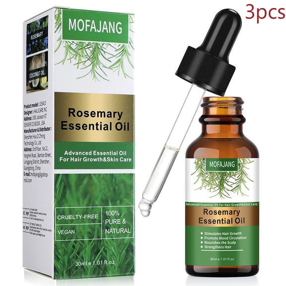 Rosemary Essential Oil for Hair Growth,Pure Organic Hair Care Oil for Hair Loss,Scalp Massager