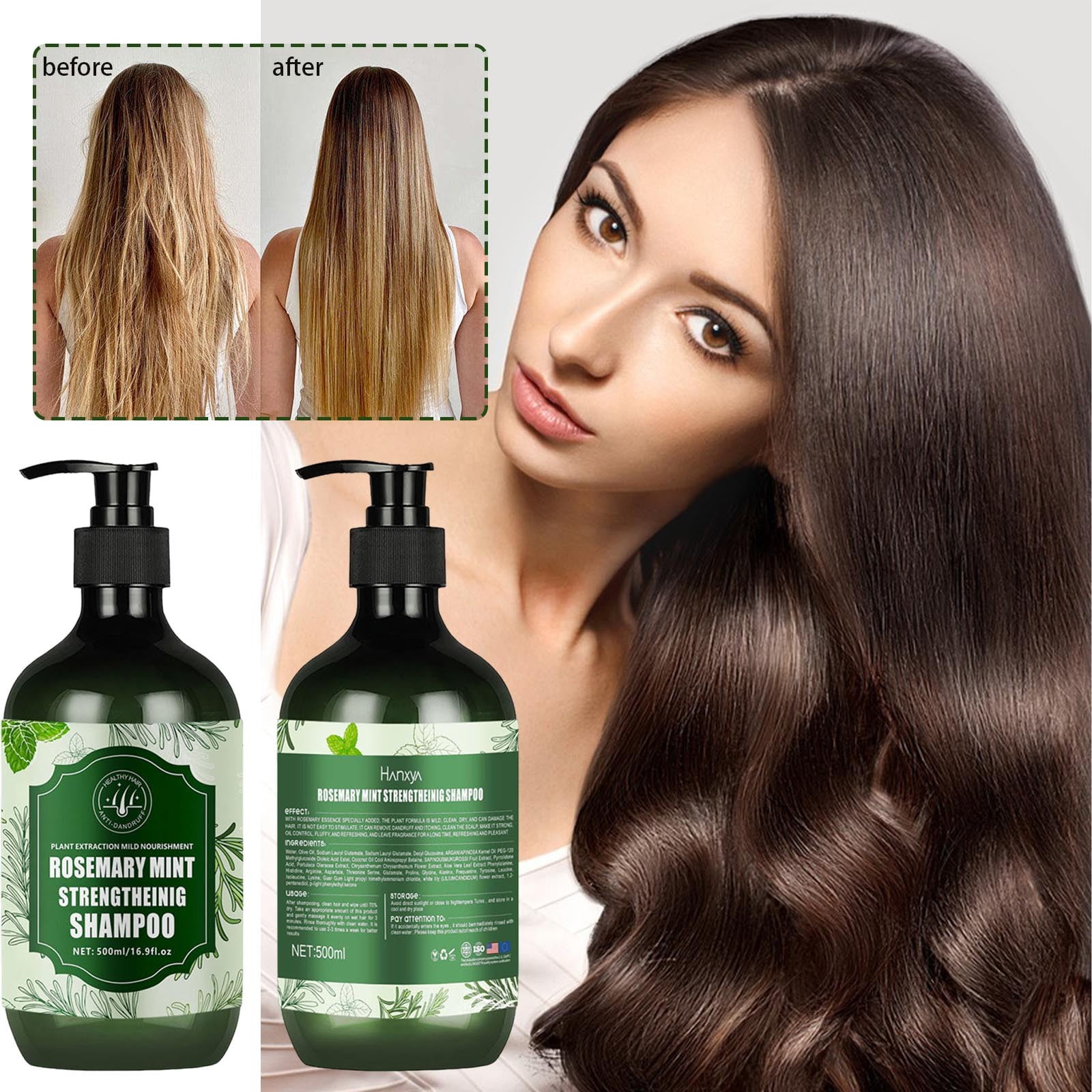 Rosemary Hair Growth Shampoo,Natural Thickening & Regrowth Formula for