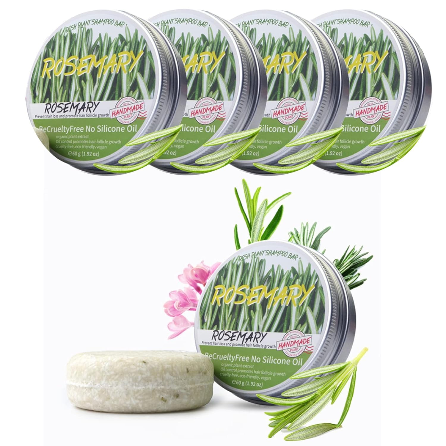 Rosemary Hair Regrowth Shampoo Bar, Organic Deep Cleansing Shampoo Bar for Hair & Scalp Anti