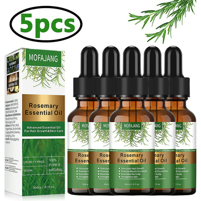 Rosemary Hair Strengthening Oil for Hair Loss Regrowth Treatment, Pure  Organic Rosemary Essential Oils for Men and Women, 5Pcs 