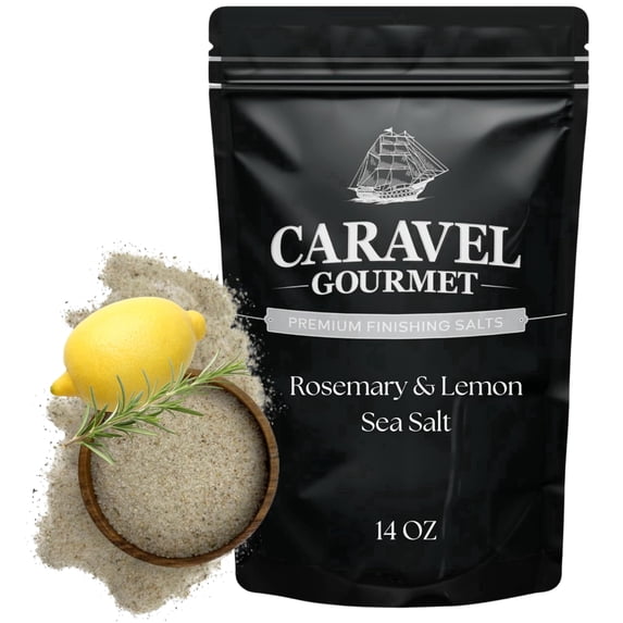Rosemary & Lemon Sea Salt for Cooking & Finishing, Rosemary Seasoning Infused With Zesty Lemon For Meats, Seafood And Vegetables, 14 Oz Refill Pouch