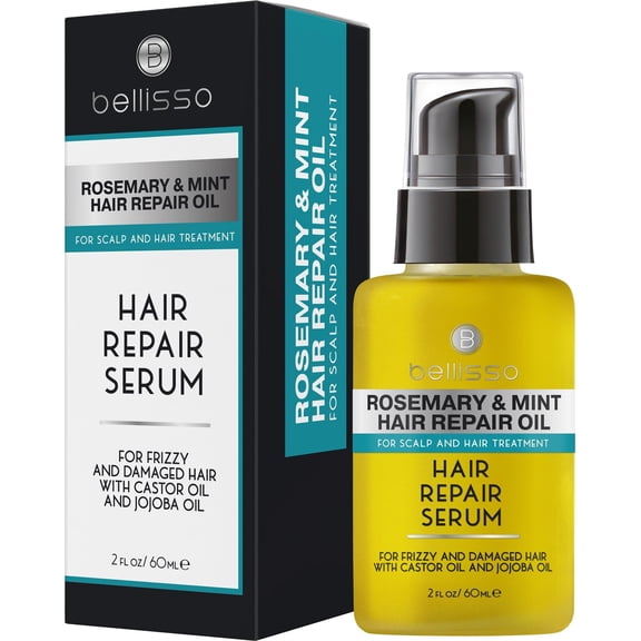 Rosemary Mint Oil Hair Serum Thickening Products for Women and Men Strengthening Treatment for Dry Damaged Frizzy Split Ends Control Frizzy Thinning and Curly Locks Scalp MoisturizerBellisso