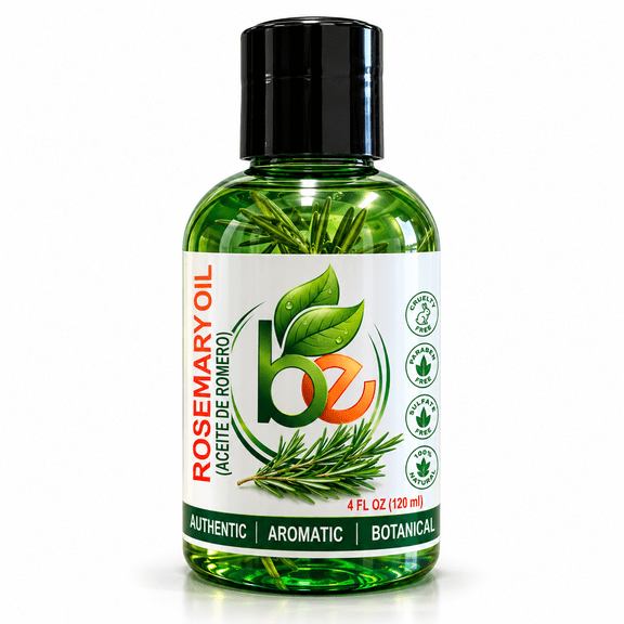Rosemary Oil (Aceite de Romero)4 fl oz (120ml) Cabello & Barba con Hojas Reales with Sunflower Oil, Hair, Skin, Body Massage & DIY - Men & Women - Authentic by BEXPERTSUSA