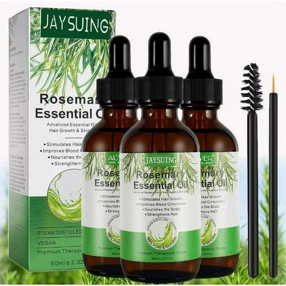 Rosemary Oil for Hair Growth, 100% Pure Organic Rosemary Oils for Hair Growth, Reduce Hair Loss, Deeply Nourishing Scalp, Improves Blood Circulation, Biotin Hair Growth Serum, 60ML/2.2 Fl Oz (3 PCS)