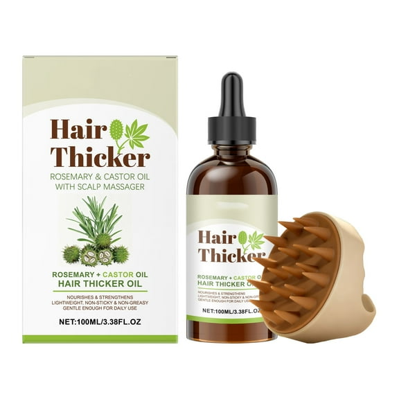 Rosemary Oil for Hair Growth, Castor Oil with Scalp Massager Set  Premium Hair Strengthening for Boosting Hair Health, Thickening, Soothing, Moisturizing and Natural Growth