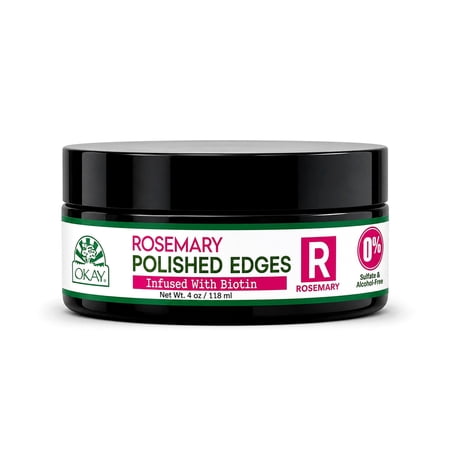 OKAY Rosemary Polished Edges Edge Control Gel with Biotin & Rosemary Oil, Strong Hold & Smooth Finish for All Hair Types, 4 oz