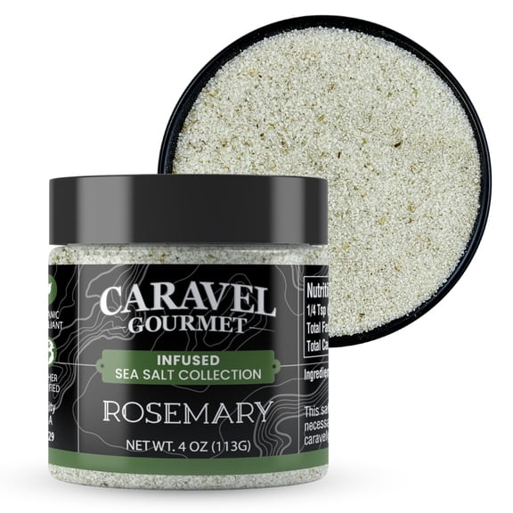 Caravel Gourmet Rosemary Sea Salt, Rosemary oil and salt seasoning blend, 4 oz Jar