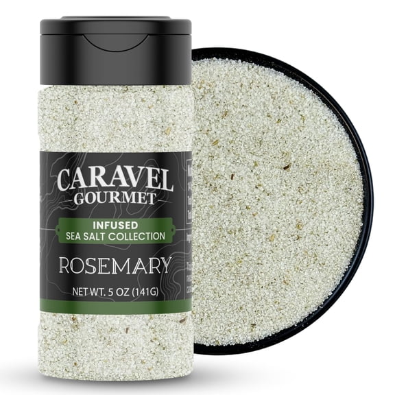 Caravel Gourmet Rosemary Sea Salt Shaker, Rosemary Oil and Salt Seasoning Blend, No Preservatives and Non-MSG, 5 oz Shaker