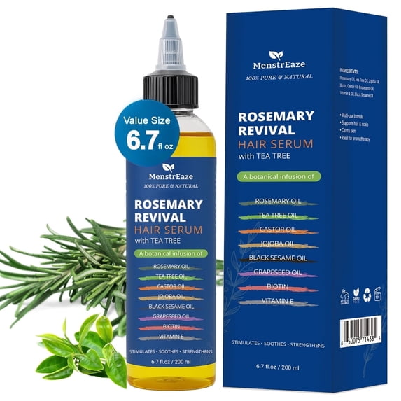 Rosemary, Tea Tree & Castor Oil, Hair Growth Oil Anti-dandruff Scalp Treatment, 6.7 fl oz