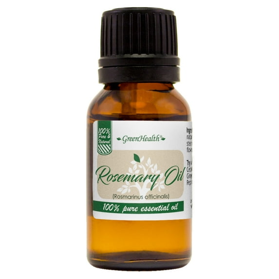 GreenHealth Rosemary (Tunisian) Essential Oil 15 ml (1/2 fl oz) Glass Bottle with Euro Dropper