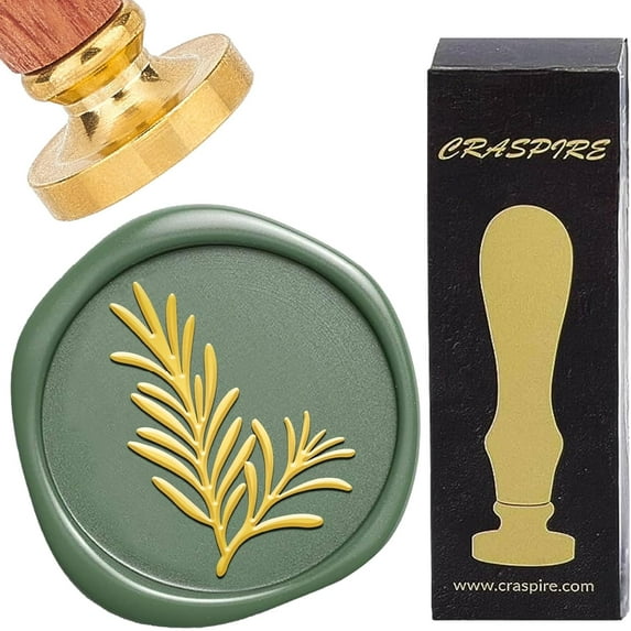 Rosemary Wax Seal Stamp Retro Plant Sealing Wax Stamp 30mm Removable Brass Head with Rosewood Handle