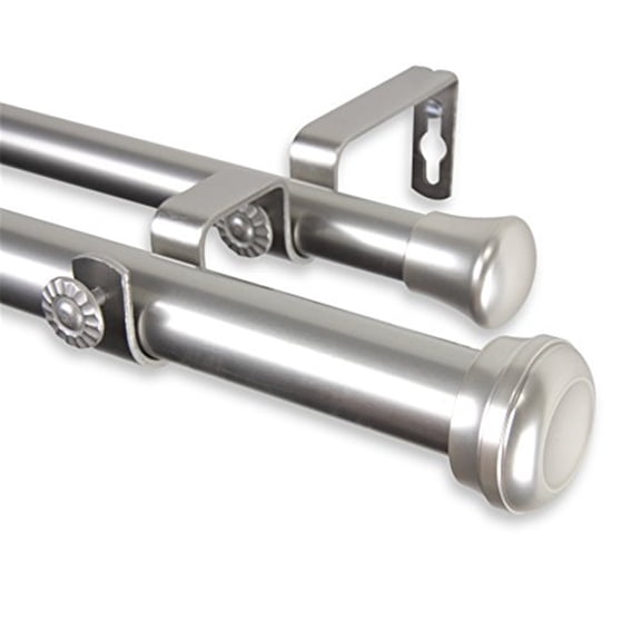 Rosen 1 inch Double Curtain Rod 28-48 Inch - Satin Nickel