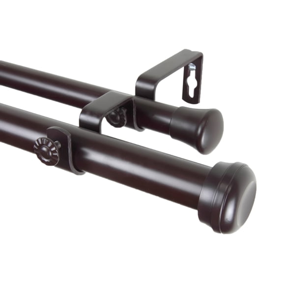 Rosen Double Curtain Rod 66-120 inch - Mahogany