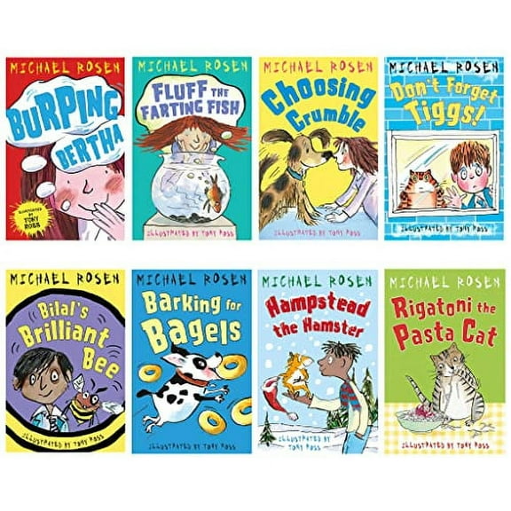 Michael Rosen 8 Books Collection Set Burping Bertha & Funny Story Collection for Kids