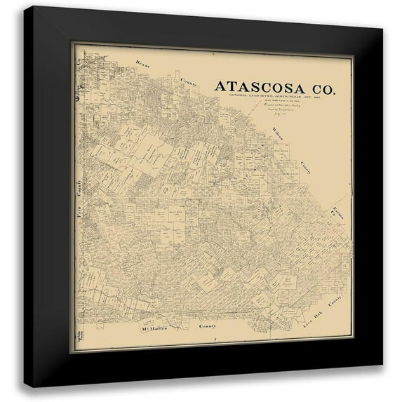 Rosenberg 15x16 Black Modern Framed Museum Art Print Titled - Atascosa County Texas - Rosenberg 1894